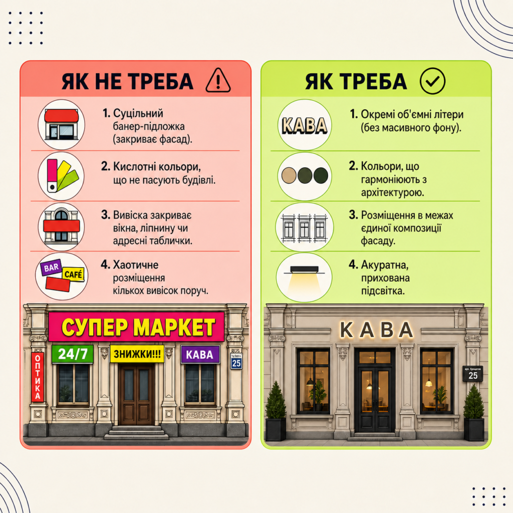 відкриття офлайн-точки — правила оформлення вивіски