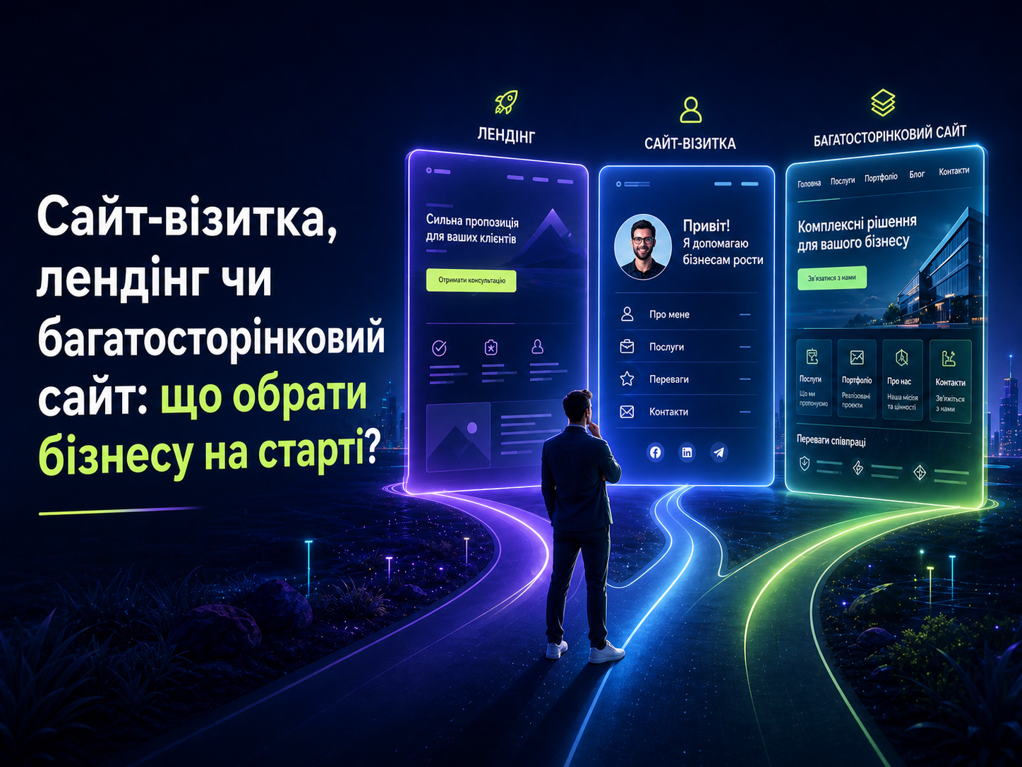 який сайт обрати бізнесу — сайт-візитка лендінг або багатосторінковий сайт